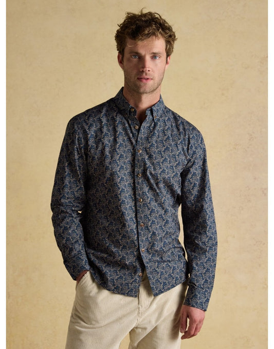 Young Ideas/Henmores - Classic Printed Navy Paisley Shirt - Navy - M