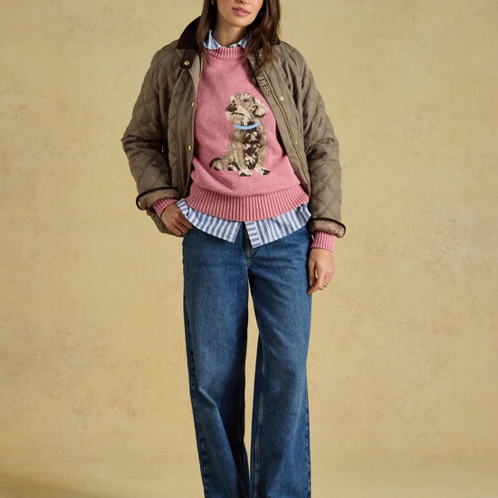 Young Ideas & Henmores -Dachshund Knit -Pink -L