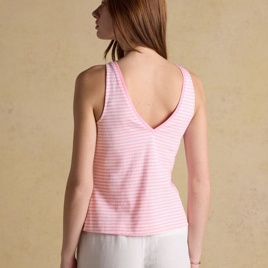 Young Ideas & Henmores - Delilah V Neck Jersey Tank Top - Pink Stripe - 8