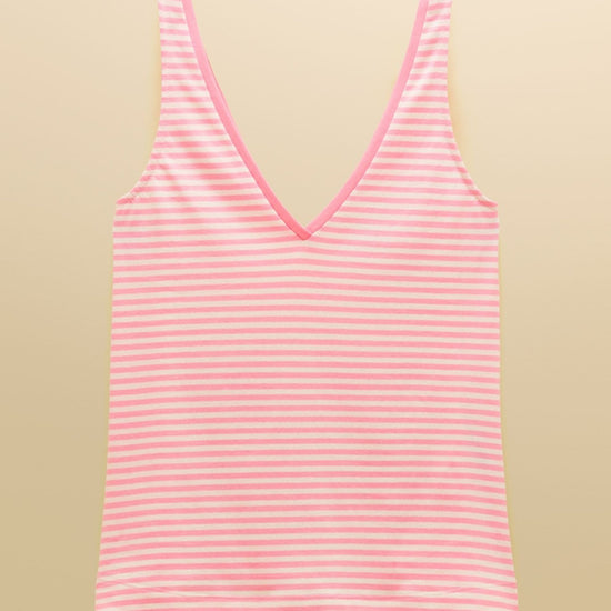 Young Ideas & Henmores - Delilah V Neck Jersey Tank Top - Pink Stripe - 8