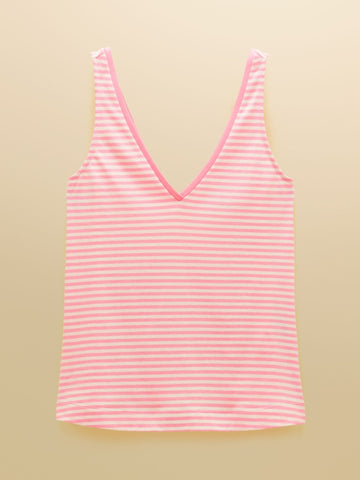 Young Ideas & Henmores - Delilah V Neck Jersey Tank Top - Pink Stripe - 8
