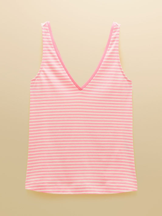 Young Ideas & Henmores - Delilah V Neck Jersey Tank Top - Pink Stripe - 8
