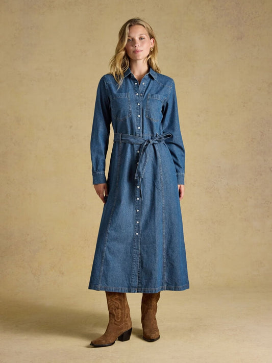 Young Ideas & Henmores -Denim Western Dress -Mid Wash -8