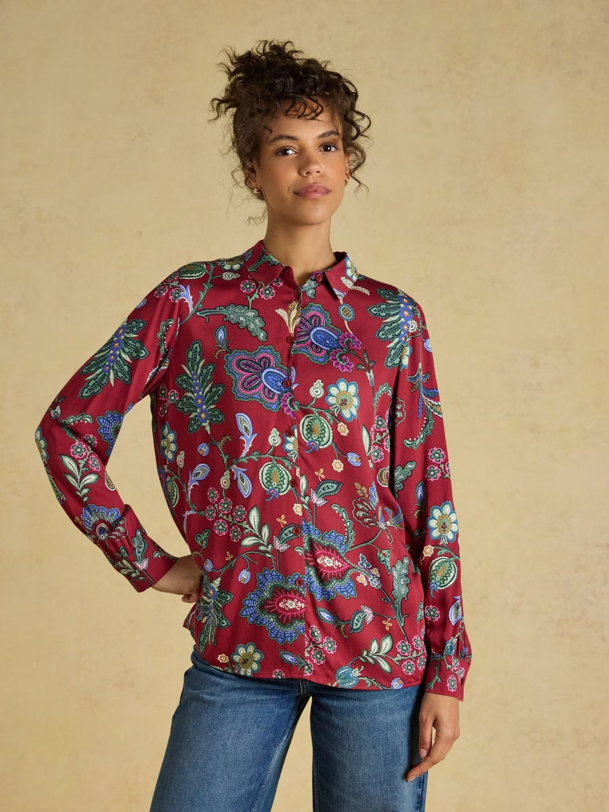 Young Ideas & Henmores -Elvina Paisley Shirt -Red Floral -8