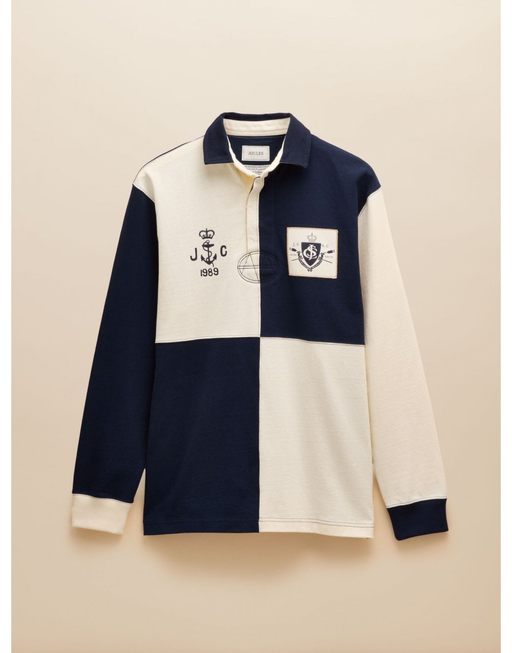 Young Ideas/Henmores - Embellished Rugby Polo - Navy/Ecru - M