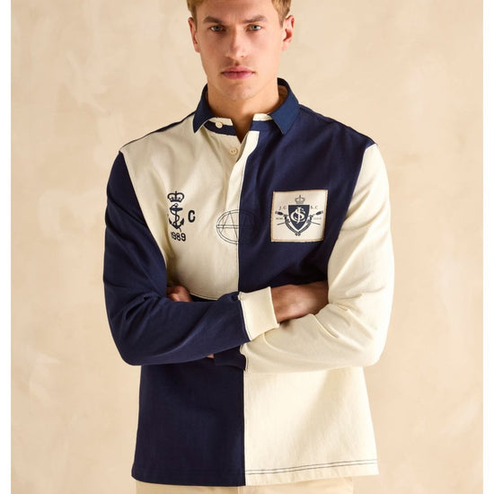 Young Ideas/Henmores - Embellished Rugby Polo - Navy/Ecru - M