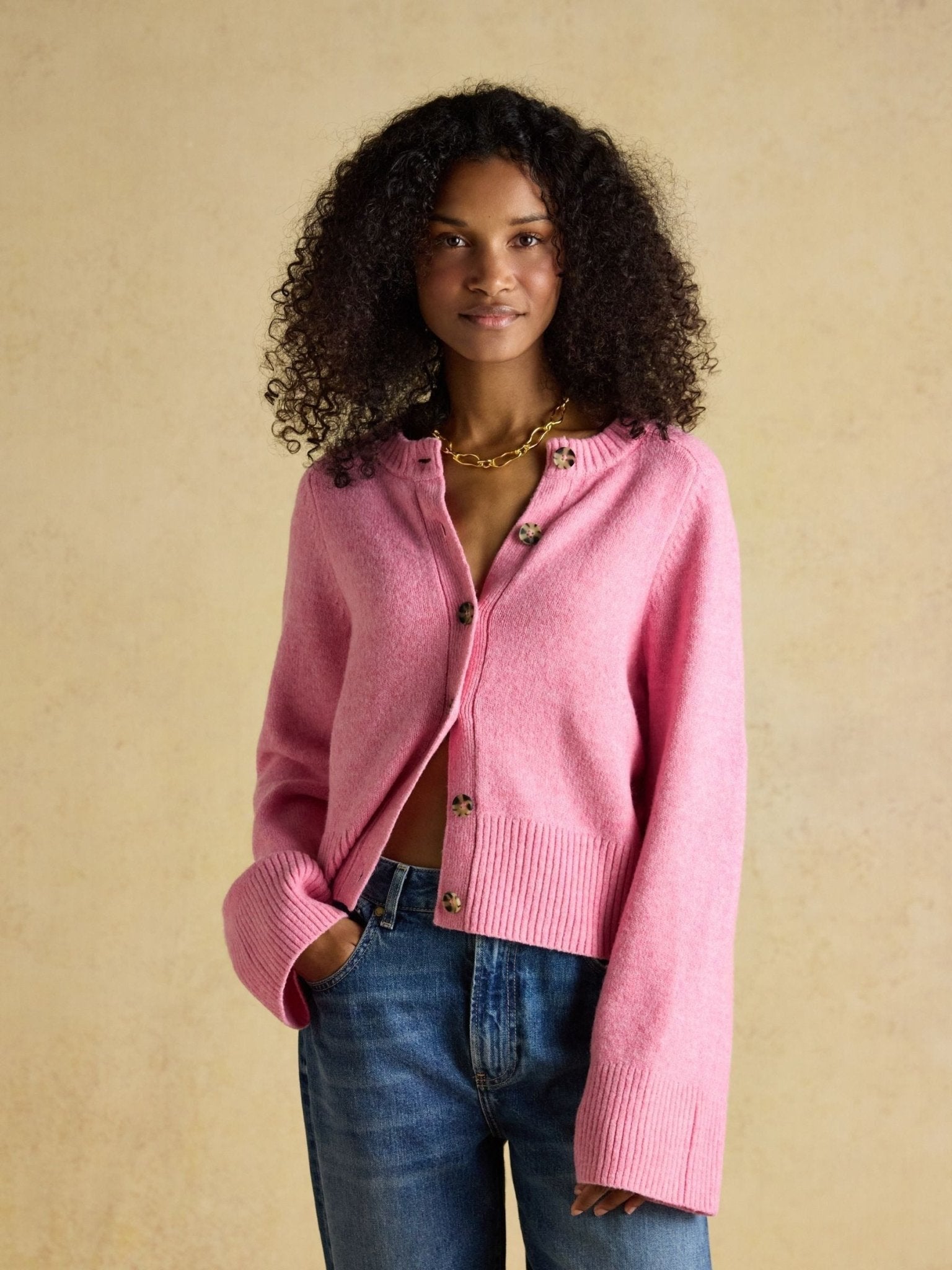 Young Ideas/Henmores - Esme Wide Sleeve Cardigan - pink - S