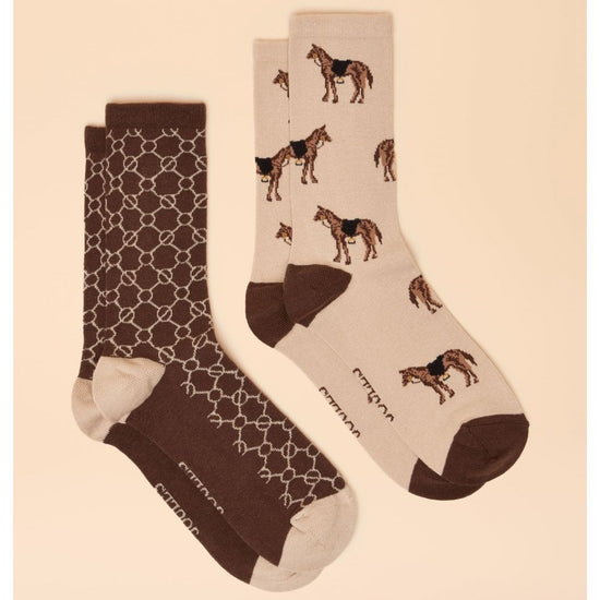 Young Ideas/Henmores - Everyday 2 Pack Socks - Blue/Ecru - OS