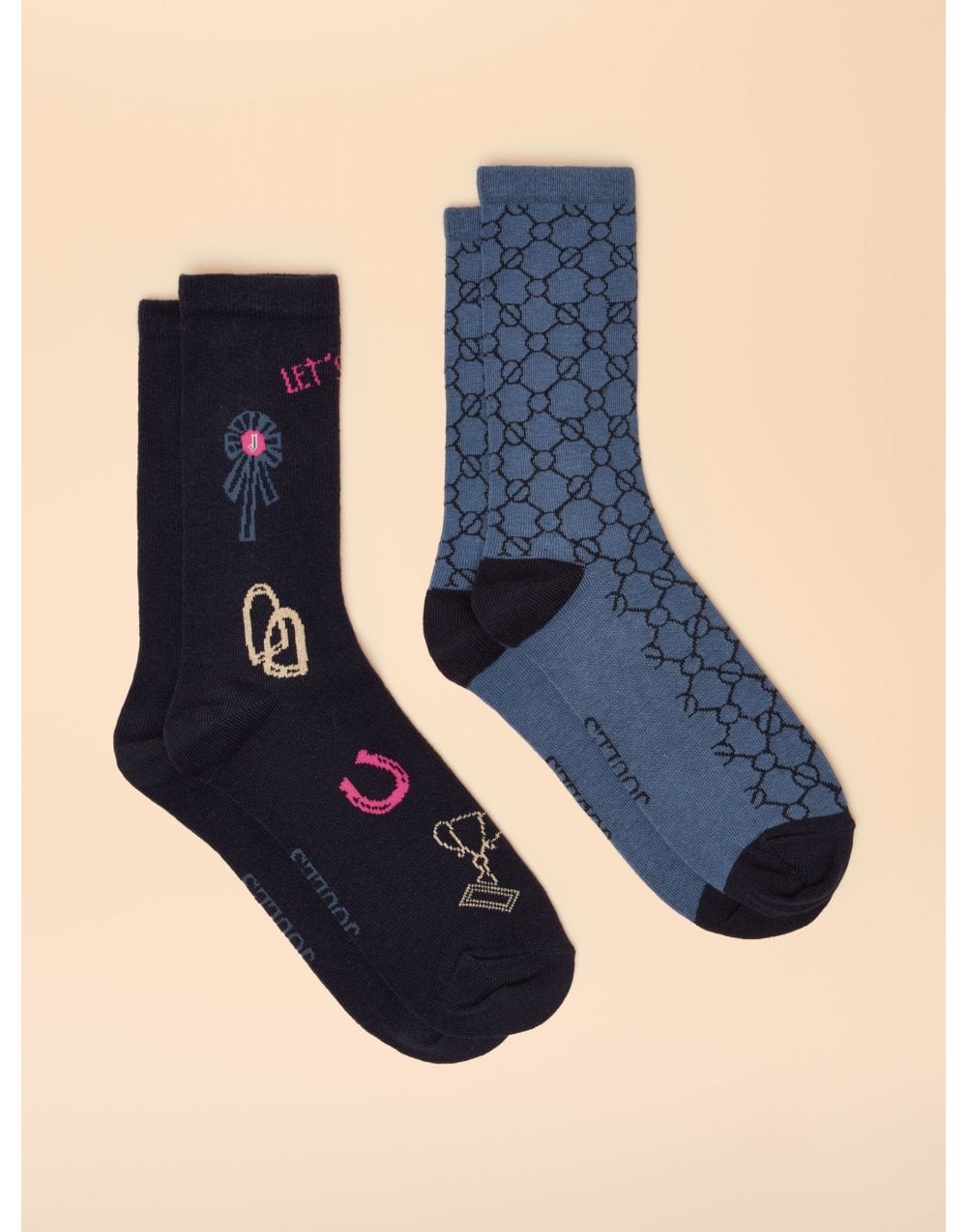 Young Ideas/Henmores - Everyday 2 Pack Socks - Blue/Ecru - OS