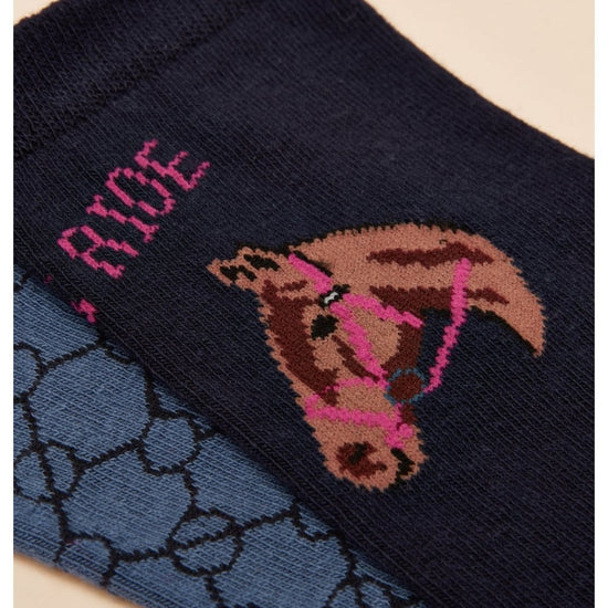 Young Ideas/Henmores - Everyday 2 Pack Socks - Blue/Ecru - OS