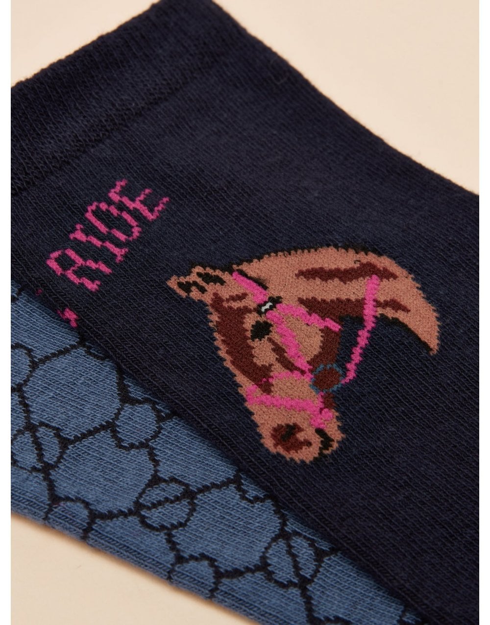 Young Ideas/Henmores - Everyday 2 Pack Socks - Blue/Ecru - OS