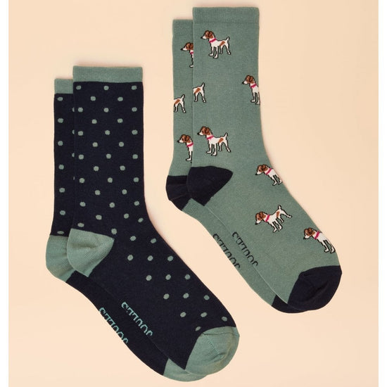 Young Ideas/Henmores - Everyday 2 Pack Socks - Blue/Ecru - OS