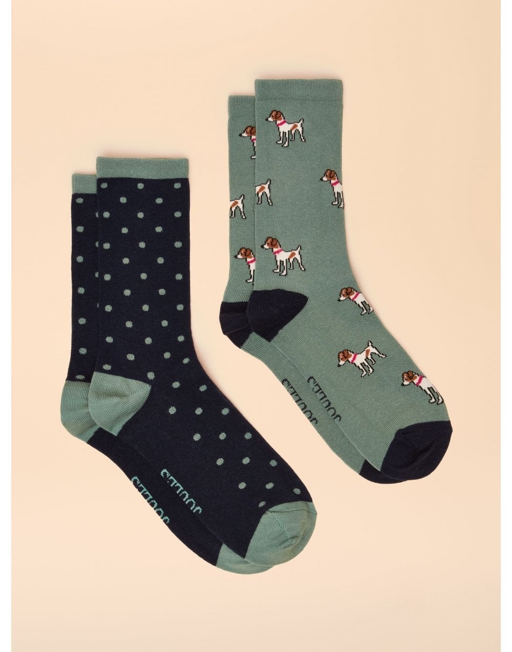 Young Ideas/Henmores - Everyday 2 Pack Socks - Blue/Ecru - OS