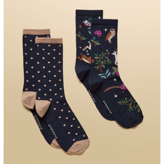 Young Ideas/Henmores - Everyday 2 Pack Socks - Blue/Ecru - OS