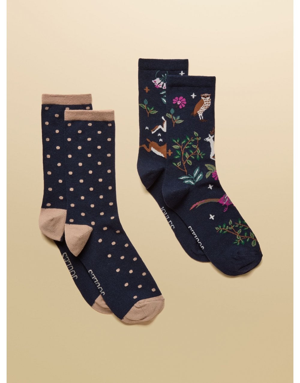 Young Ideas/Henmores - Everyday 2 Pack Socks - Blue/Ecru - OS