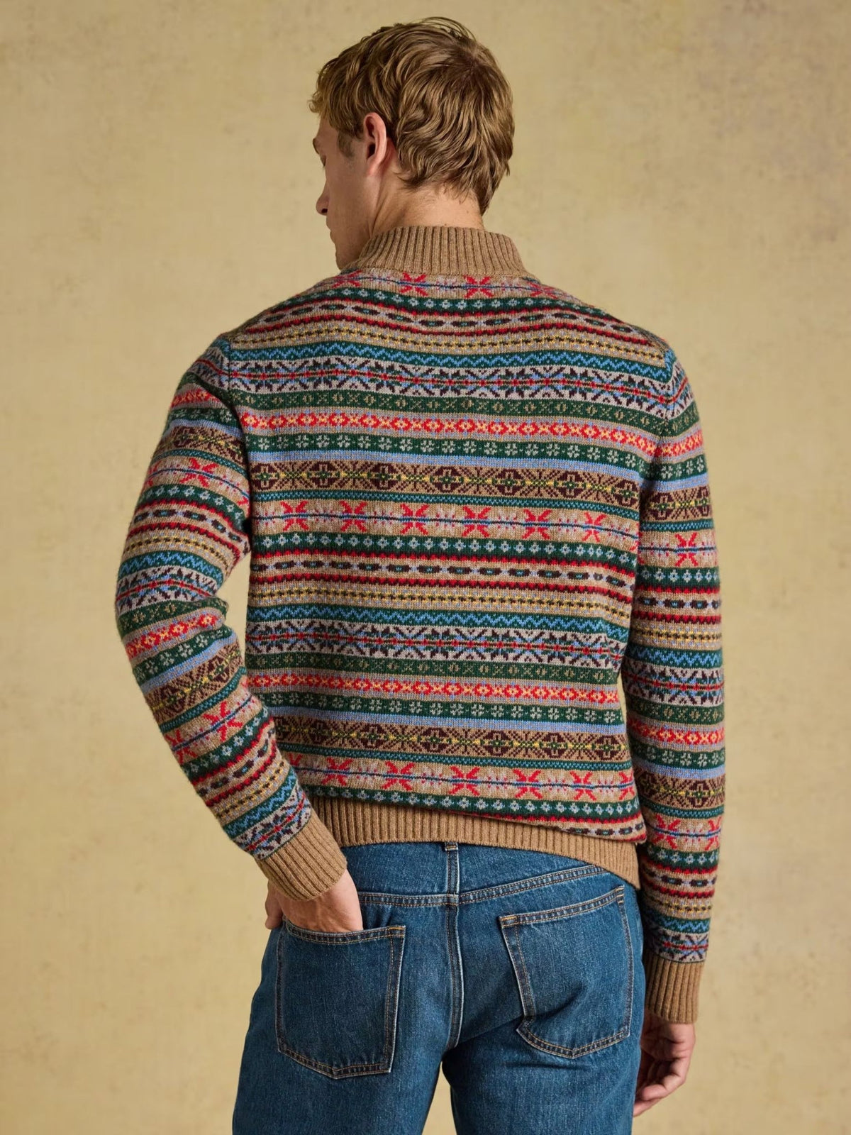 Young Ideas & Henmores -Fairisle 1/4 Zip Knit -Multi -M