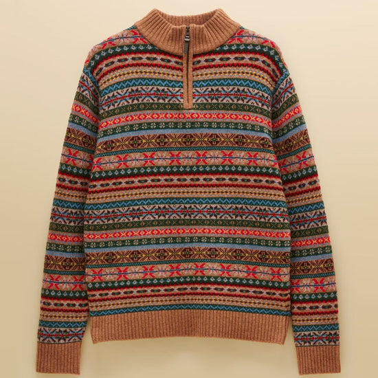 Young Ideas & Henmores -Fairisle 1/4 Zip Knit -Multi -M