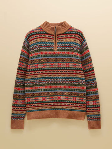 Young Ideas & Henmores -Fairisle 1/4 Zip Knit -Multi -M