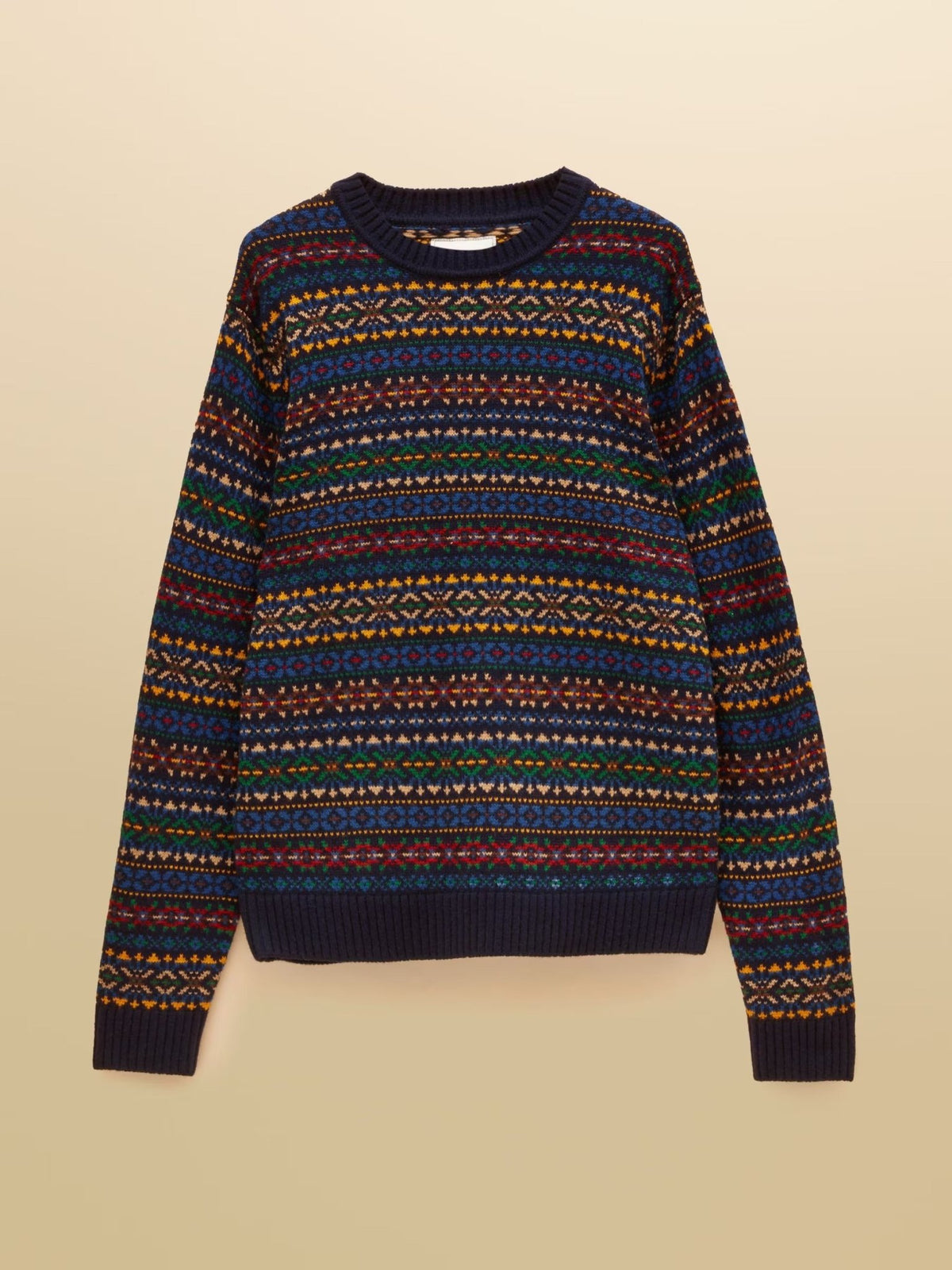 Young Ideas & Henmores -Fairisle Crew Neck Knit -Navy Multi -M