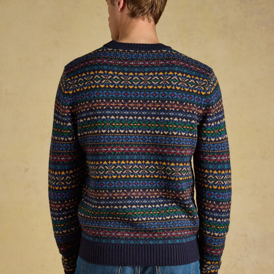 Young Ideas & Henmores -Fairisle Crew Neck Knit -Navy Multi -M