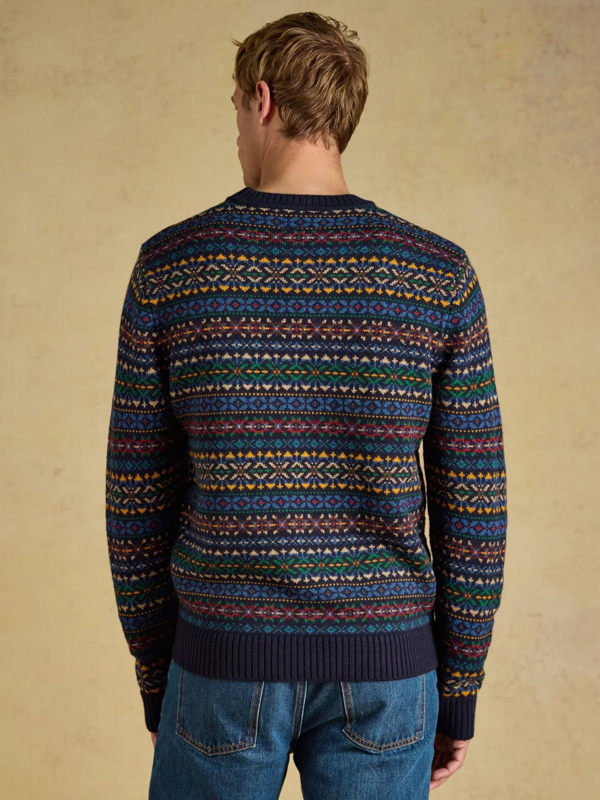 Young Ideas & Henmores -Fairisle Crew Neck Knit -Navy Multi -M