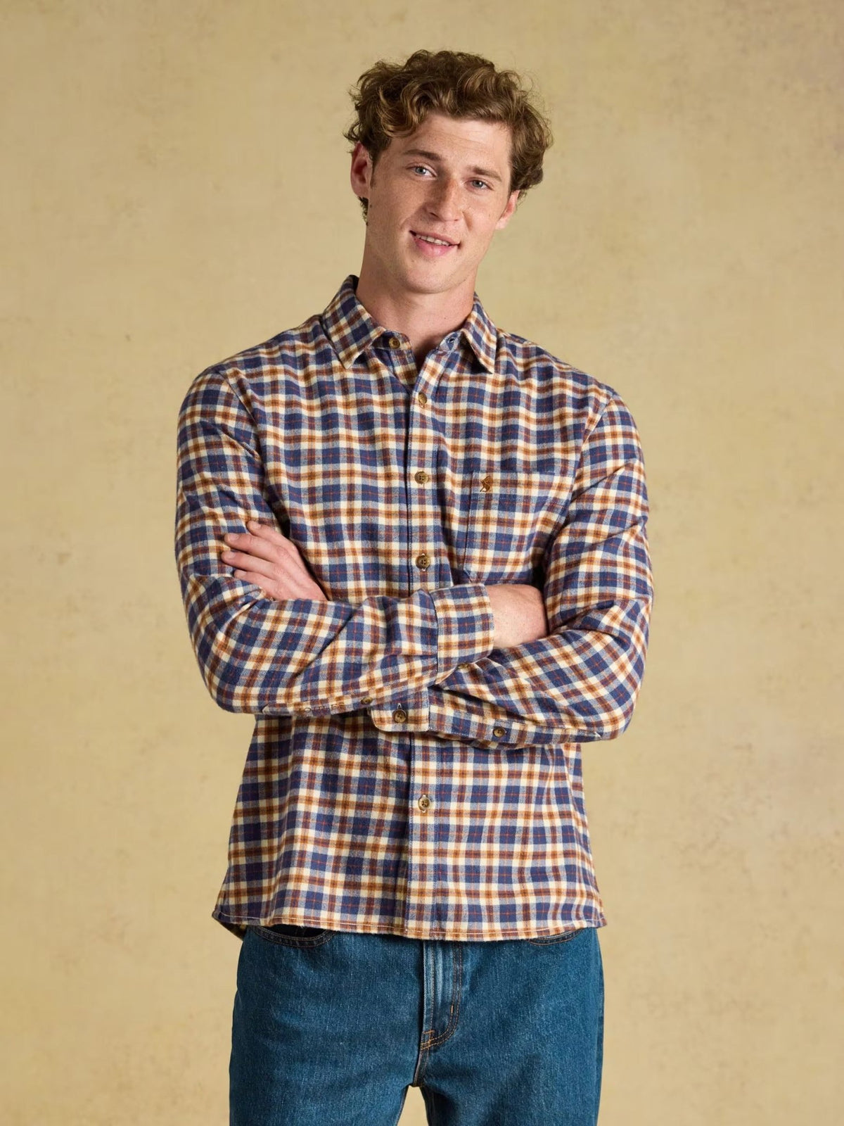 Young Ideas & Henmores -Flannel HW Check Classic Fit -Navy -M