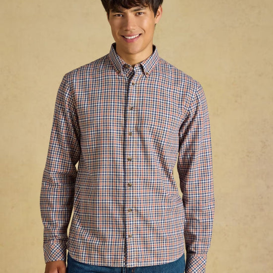 Young Ideas & Henmores -Flannel LW Check Classic Fit -Oatmeal -M