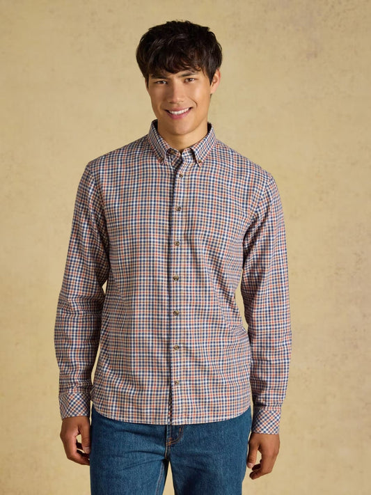 Young Ideas & Henmores -Flannel LW Check Classic Fit -Oatmeal -M