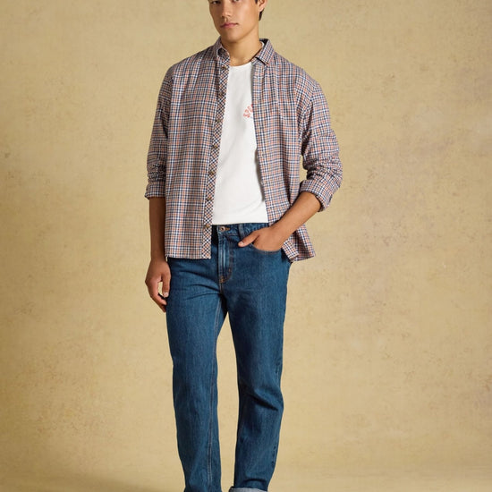 Young Ideas & Henmores -Flannel LW Check Classic Fit -Oatmeal -M