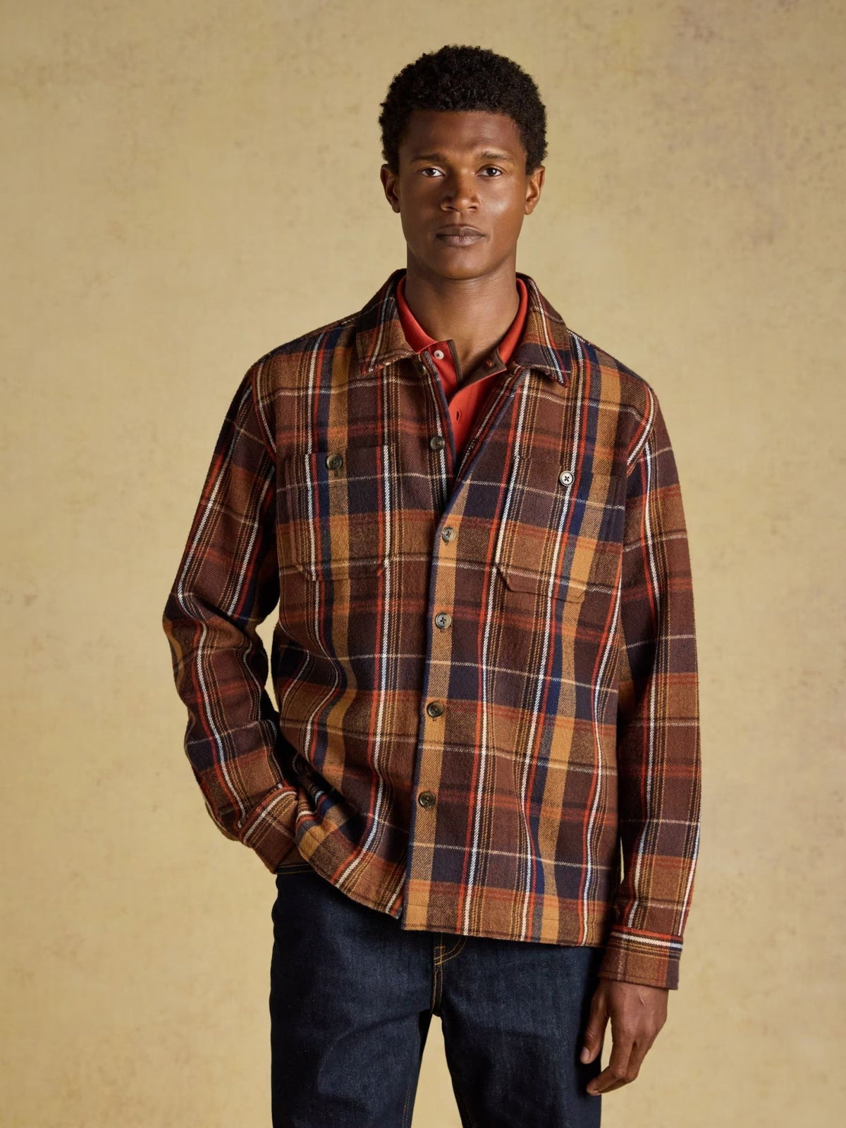 Young Ideas & Henmores -Flannel Overshirt -Brown -M