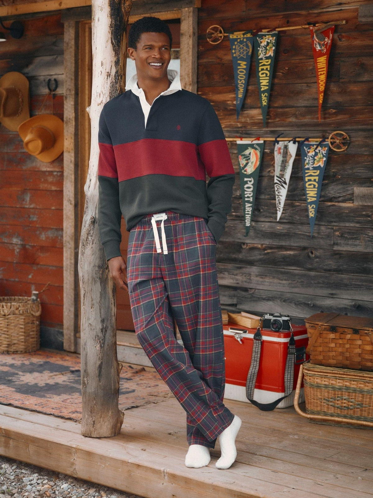 Young Ideas & Henmores -Flannel PJ Trouser -Burgundy Red Check -M