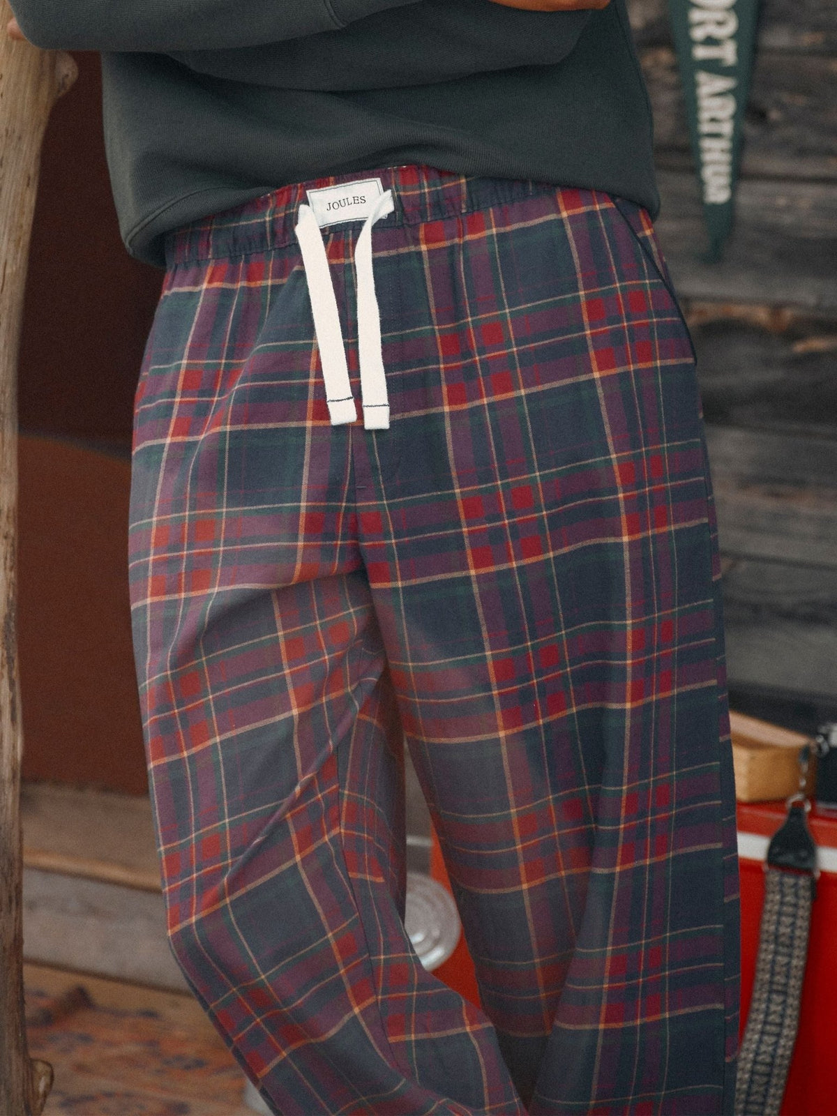 Young Ideas & Henmores -Flannel PJ Trouser -Burgundy Red Check -M