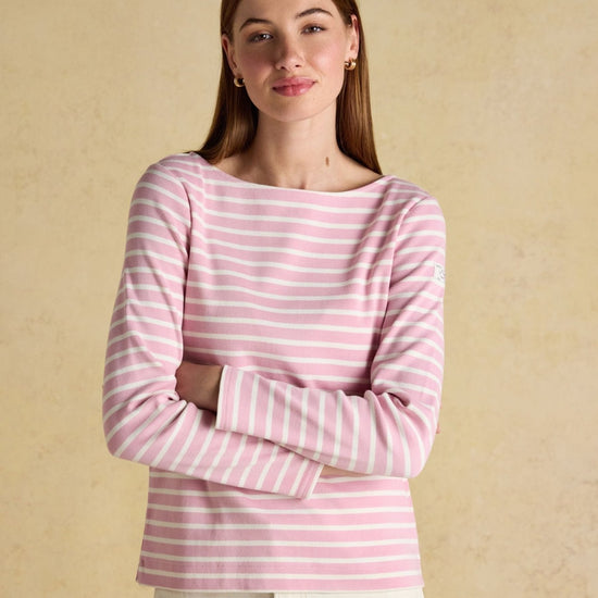 Young Ideas & Henmores - Harbour Jersey Top - Pink/White Stripe - 8