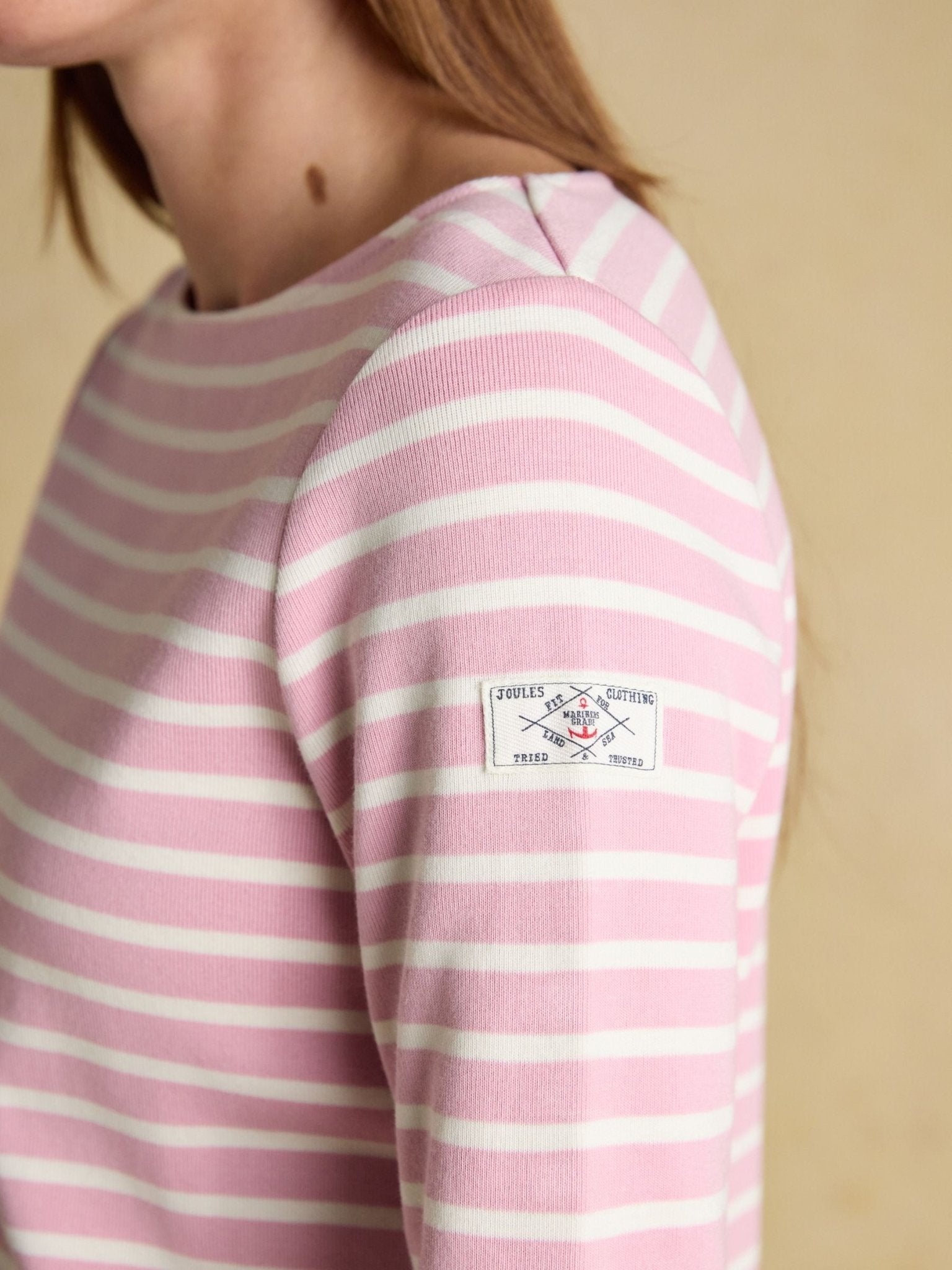 Young Ideas & Henmores - Harbour Jersey Top - Pink/White Stripe - 8