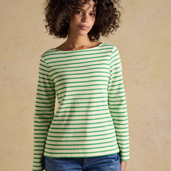 Young Ideas & Henmores - Harbour Jersey Top - Green/White Stripe - 8