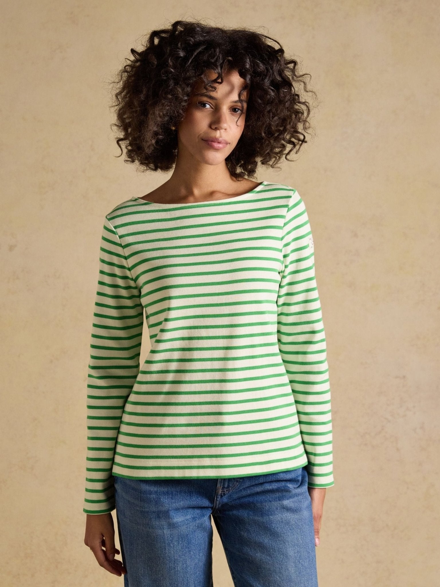 Young Ideas & Henmores - Harbour Jersey Top - Green/White Stripe - 8