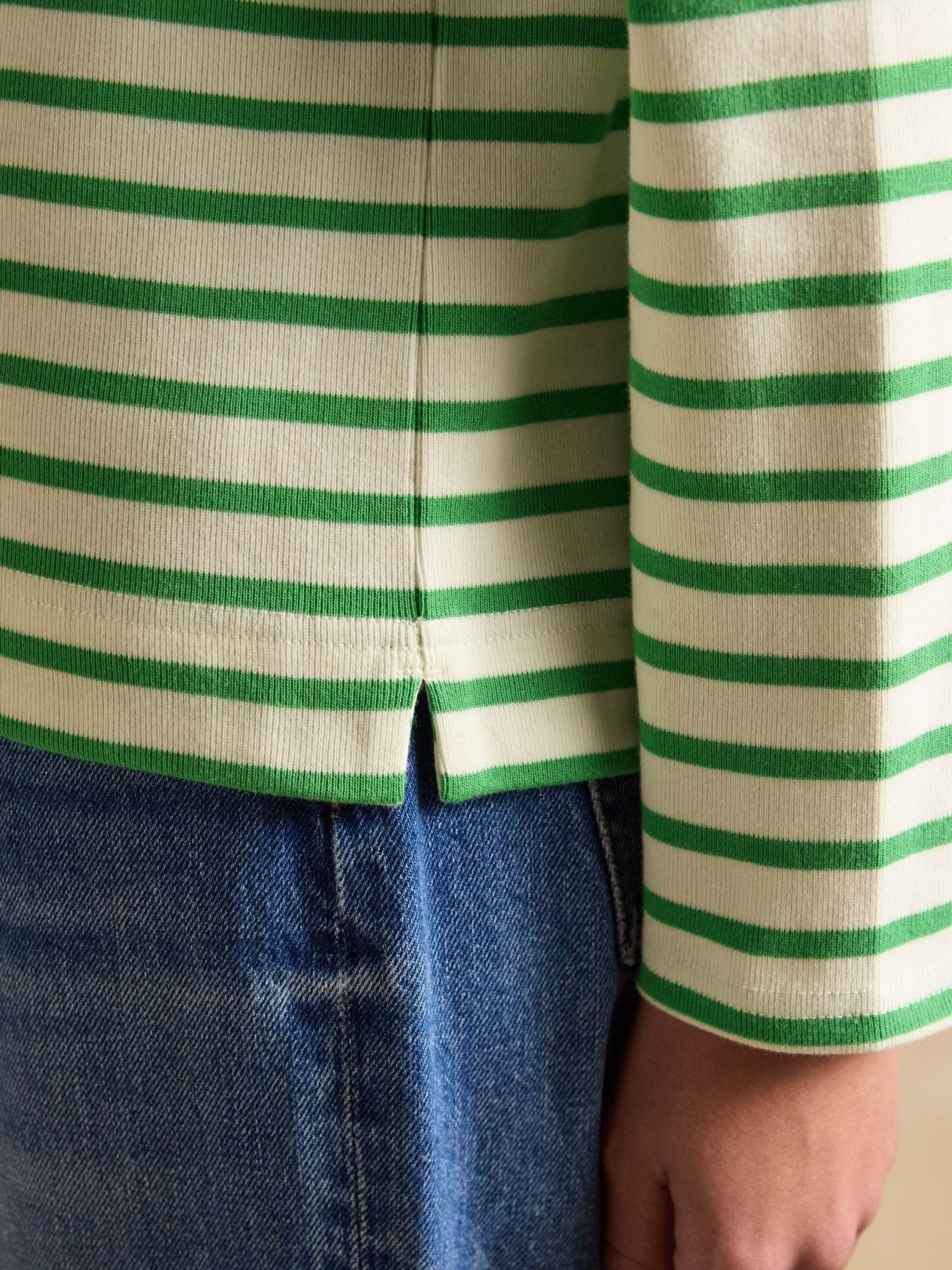 Young Ideas & Henmores - Harbour Jersey Top - Green/White Stripe - 8