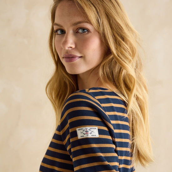 Young Ideas & Henmores - Harbour Jersey Top - Navy/White Stripe - 8