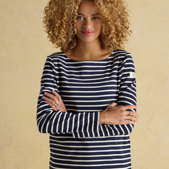 Young Ideas & Henmores - Harbour Jersey Top - Navy/White Stripe - 8