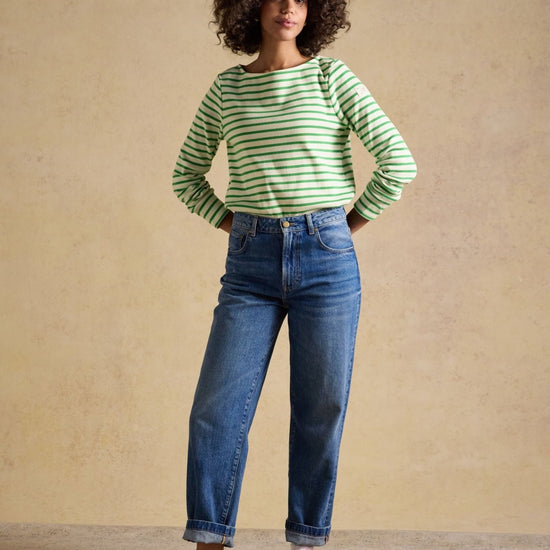 Young Ideas & Henmores - Harbour Jersey Top - Green/White Stripe - 8