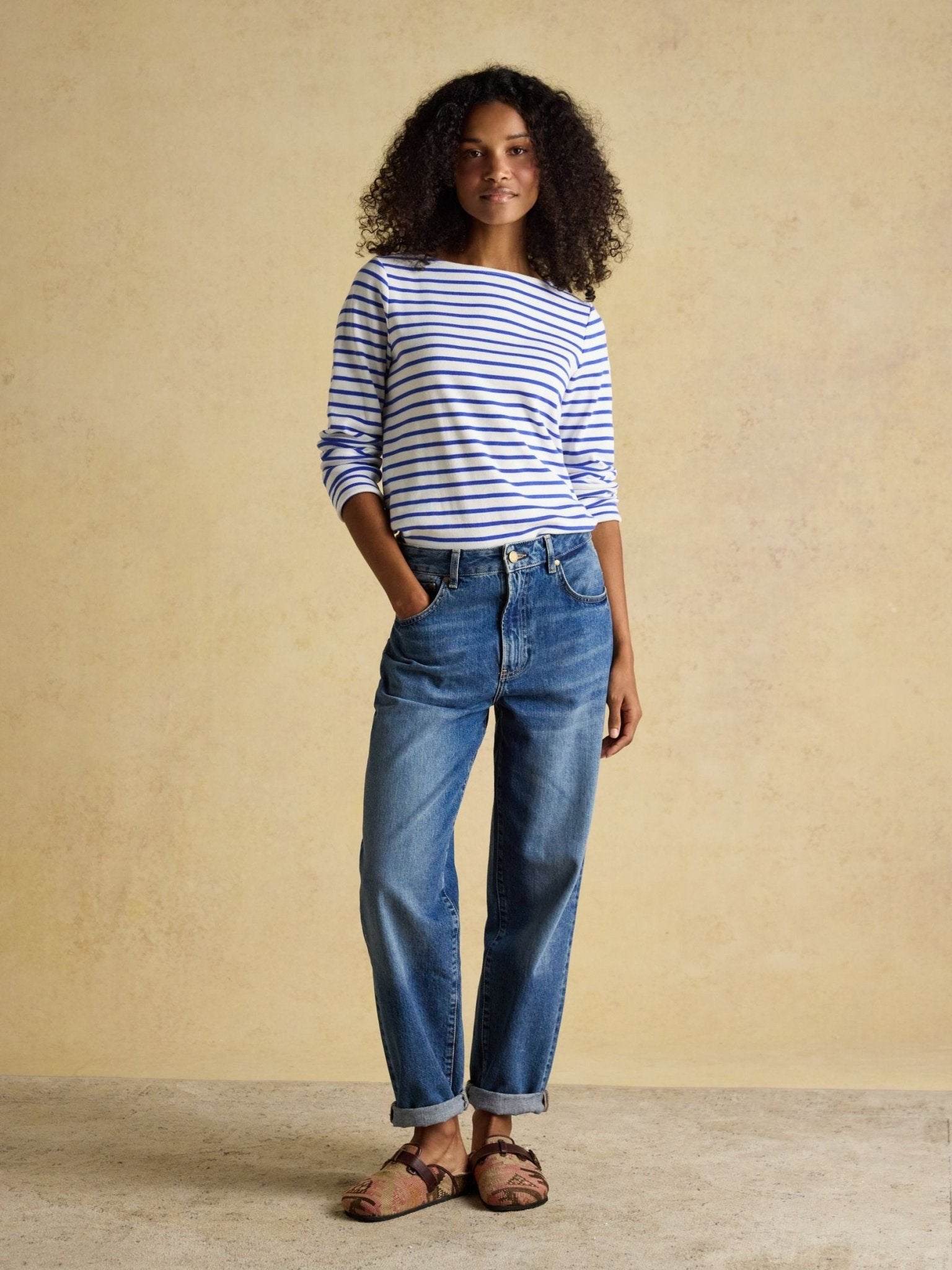 Young Ideas & Henmores - Harbour Jersey Top - Blue/White Stripe - 8