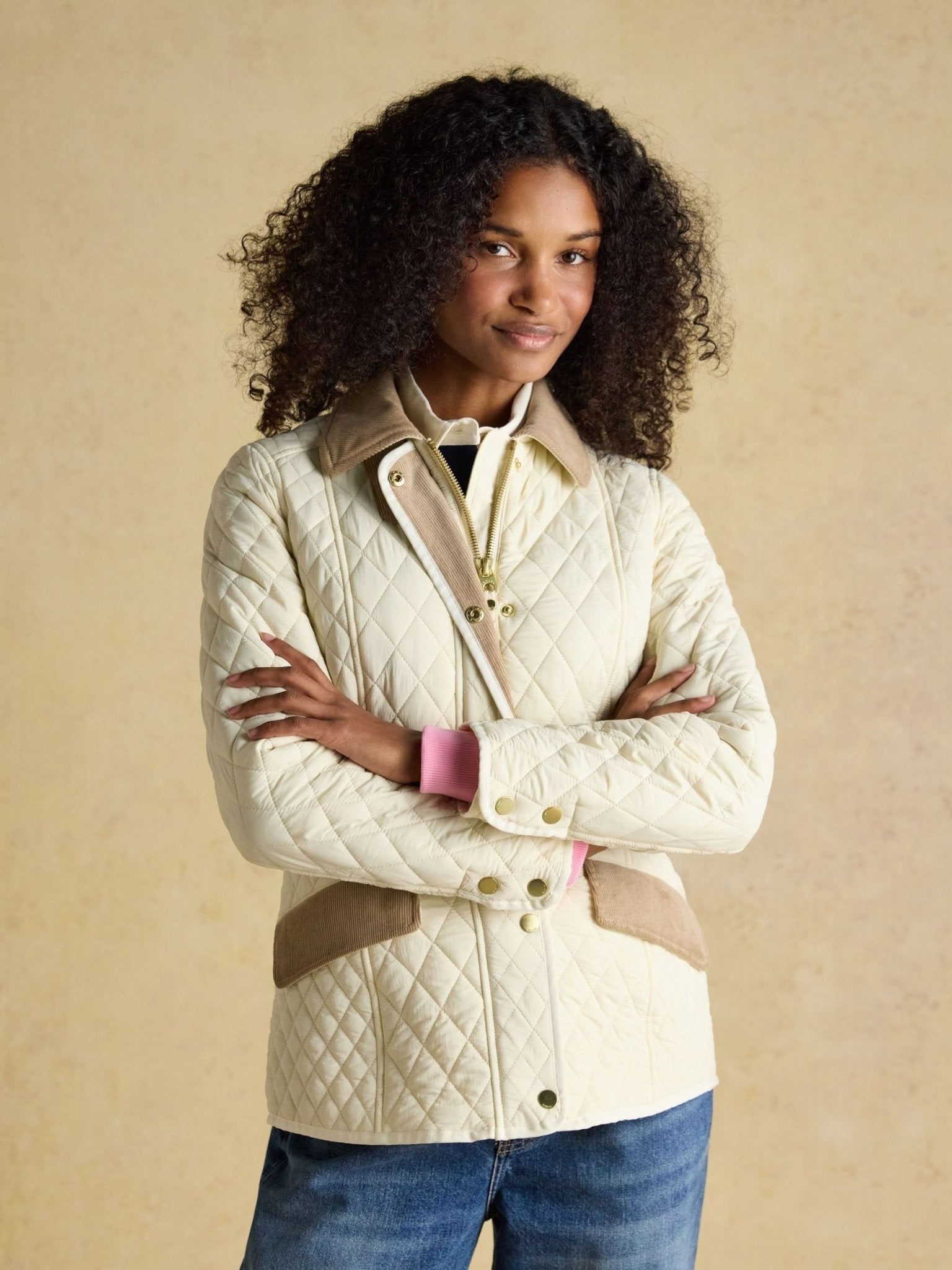 Young Ideas/Henmores - Highclere Diamond Quilted Jacket - Neutral - 8