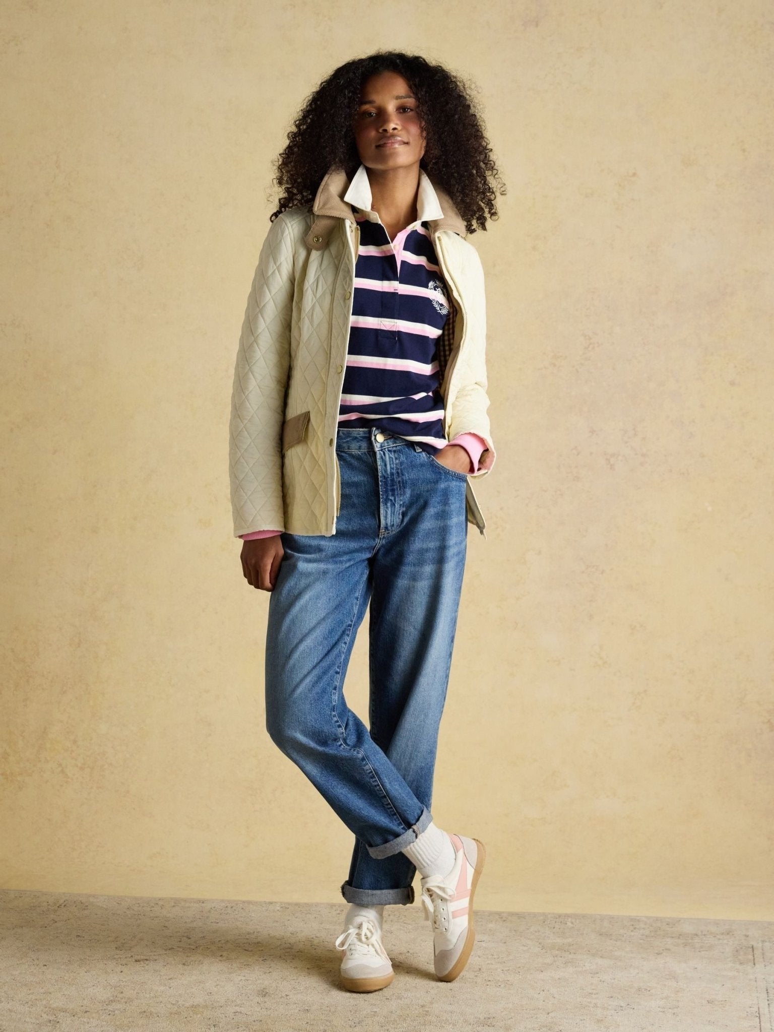 Young Ideas/Henmores - Highclere Diamond Quilted Jacket - Neutral - 8