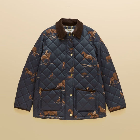 Young Ideas & Henmores -Highgrove Quilted Jacket -Navy Print -8