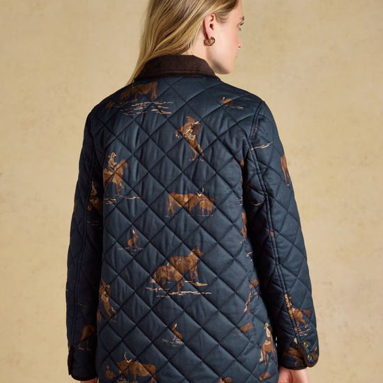 Young Ideas & Henmores -Highgrove Quilted Jacket -Navy Print -8