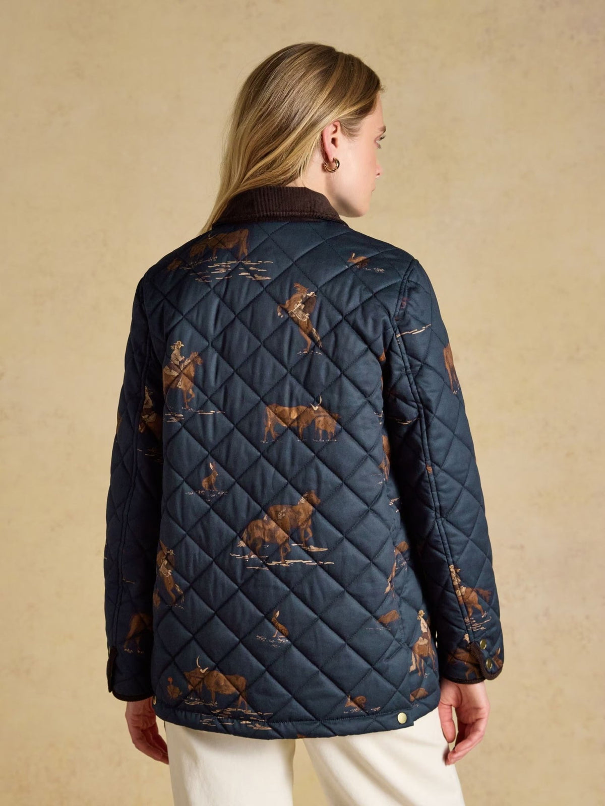 Young Ideas & Henmores -Highgrove Quilted Jacket -Navy Print -8