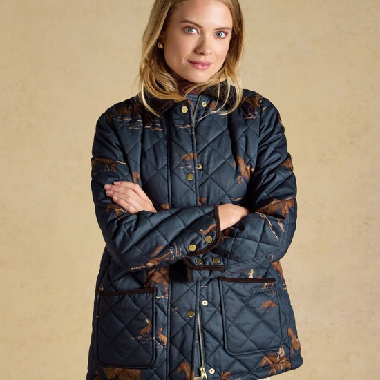 Young Ideas & Henmores -Highgrove Quilted Jacket -Navy Print -8