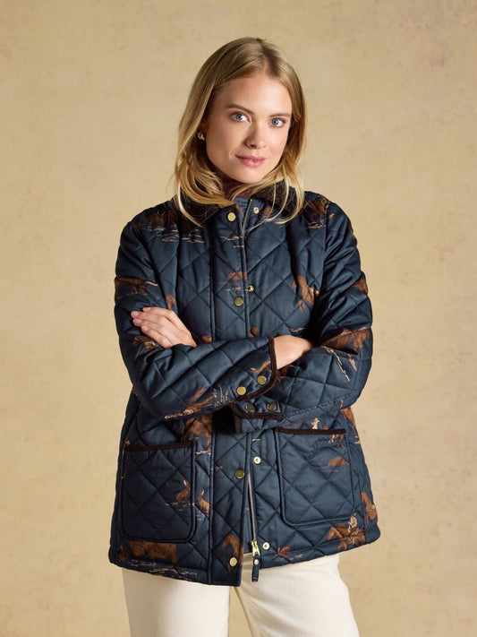 Young Ideas & Henmores -Highgrove Quilted Jacket -Navy Print -8