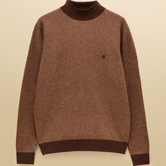 Young Ideas & Henmores -Highland Roll Neck Jumper -Brown -M