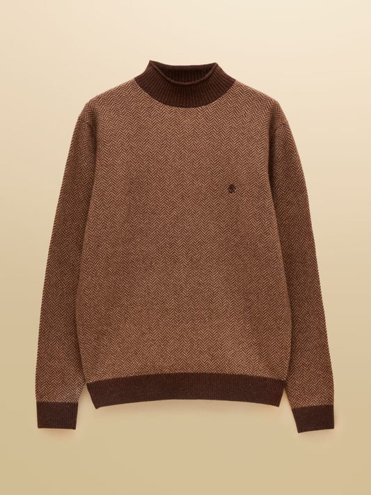 Young Ideas & Henmores -Highland Roll Neck Jumper -Brown -M